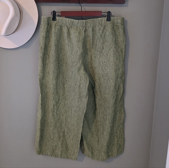 Eileen Fisher Organic Linen Green Pants Size XL - Picture 3 of 12
